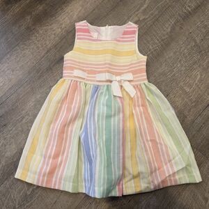 Bonnie Jean Pastel Multi-Stripe Sleeveless Dress with Bow
